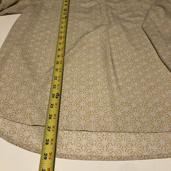 Bass Yellow Print Blouse Adjustable Long Sleeves Notched V Neck  Large 70s Style - Picture 13 of 16